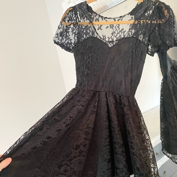 SALE New York Couture Limited Edition Black Vintage Lace Sweetheart Dress - Picture 5 of 9